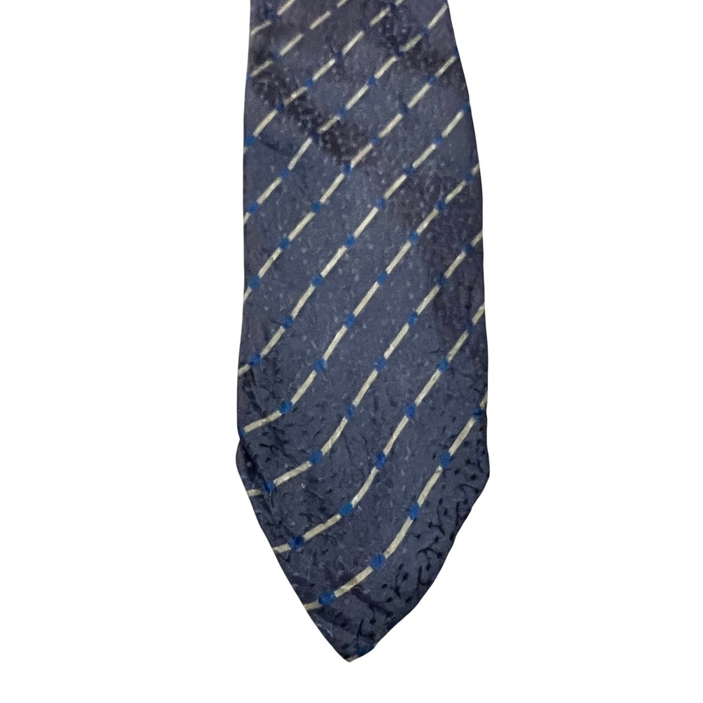 Giorgio‎ Armani Cravatte Mens 100% Silk Tie Blue Geometric Pattern Made in Italy